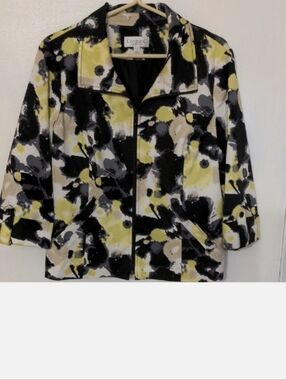 Conrad C Cotton Cosmopolitan Women's Floral Black and Yellow Jacket Size 12